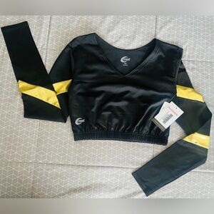 Chasse Cheerleading Body Liner Performance Sz Small Adult Black & Metallic Gold
